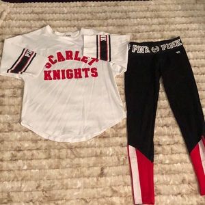 Scarlet Knights leggings and shirt from pink.